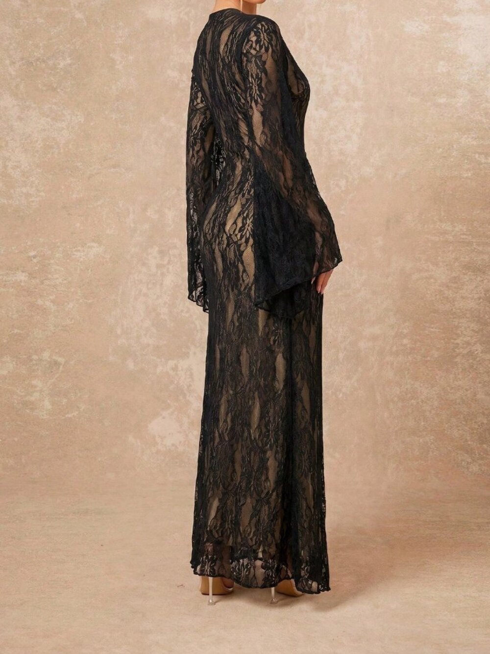 Black Elegant Women's A-line Dress - Picture 6 of 9